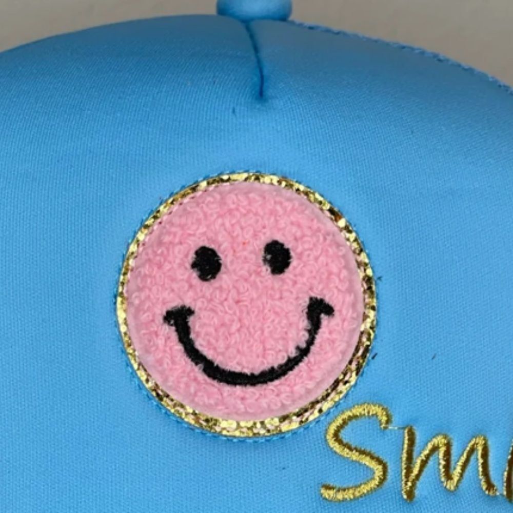 Smile Trucker Hat - Blue with Smiley Face - Like New - Snap Back - Picture 3 of 6